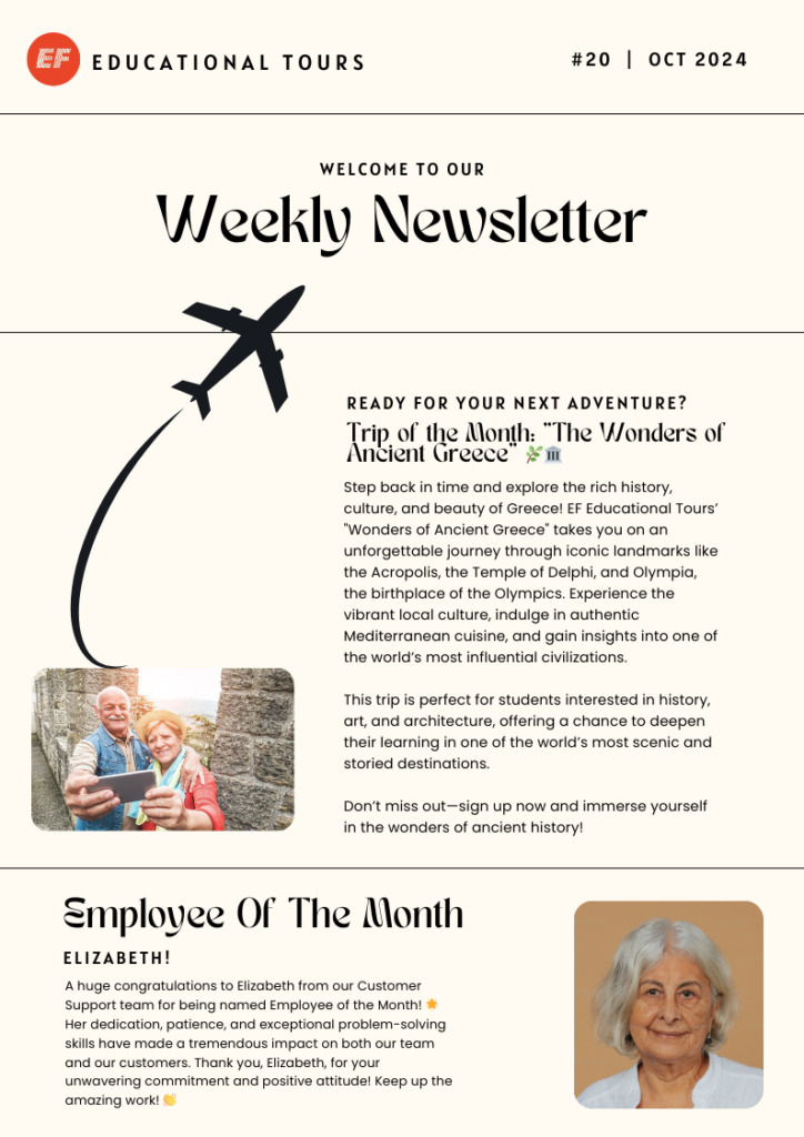 Weekly newsletter page 1