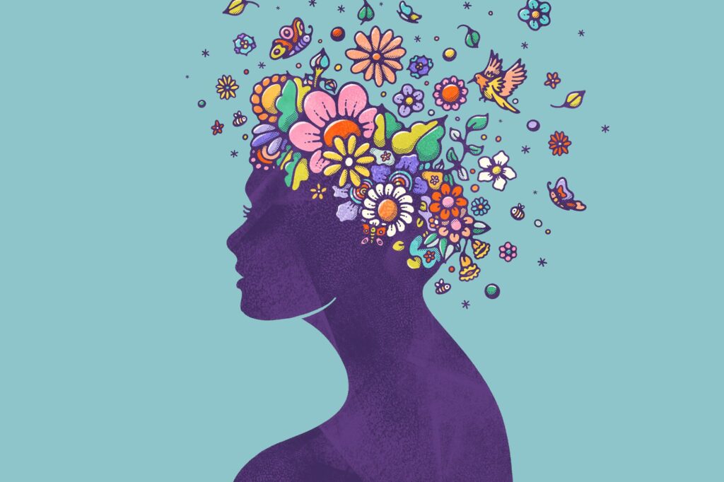 flowers black woman mental health image